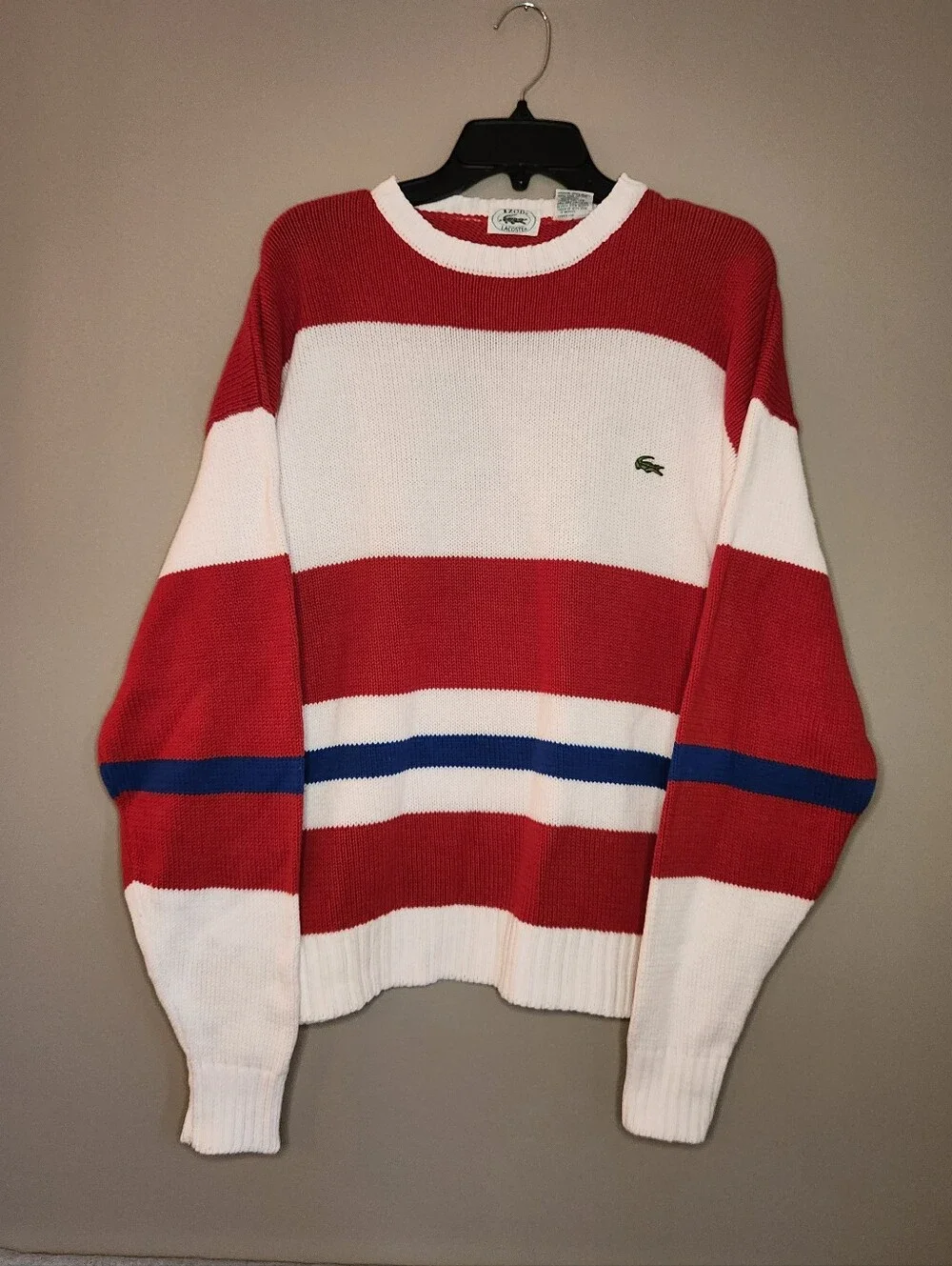 Vintage Izod Lacoste Striped Crewneck Sweater Size Medium